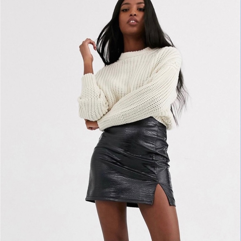 EUC TopShop faux Croc mini skirt